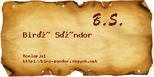 Biró Sándor névjegykártya